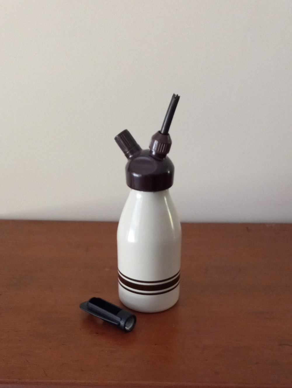 Vintage Classic Cream and Brown Siphon Whipped Cream Dispenser Bottle